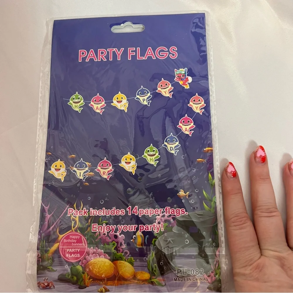 Baby Shark Happy Birthday Party Flag Banner, NWT